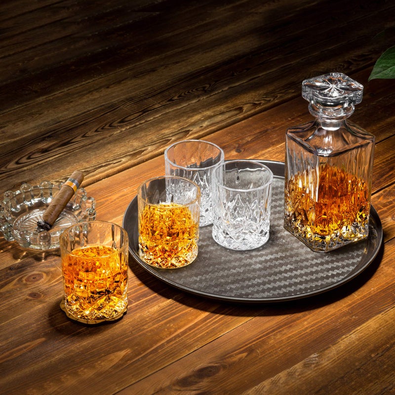 KANARS Whiskey Decanter And Glasses Set in Unique Gift Box - Original Crystal Liquor Decanter Set For Bourbon, Scotch, Vodka, Rum or Whisky, 5-Piece, Gifts for Men Dad - Image 3